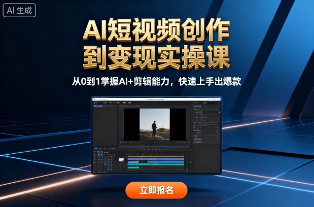 AI短视频创作到变现实操课，从0到1掌握AI+剪辑能力，快速上手出爆款(更新10月)