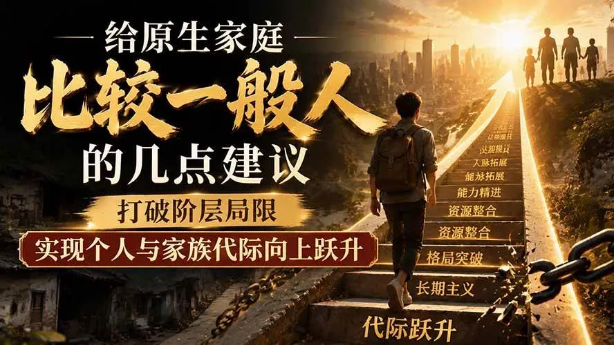 (19708期)付费文章:给原生家庭比较一般人的几点建议,打破阶层局限,实现个人与家族代际向上跃升 (19708期)付费文章:给原生家庭比较一般人的几点建议,打破阶层局限,实现个人与家族代际向上跃升