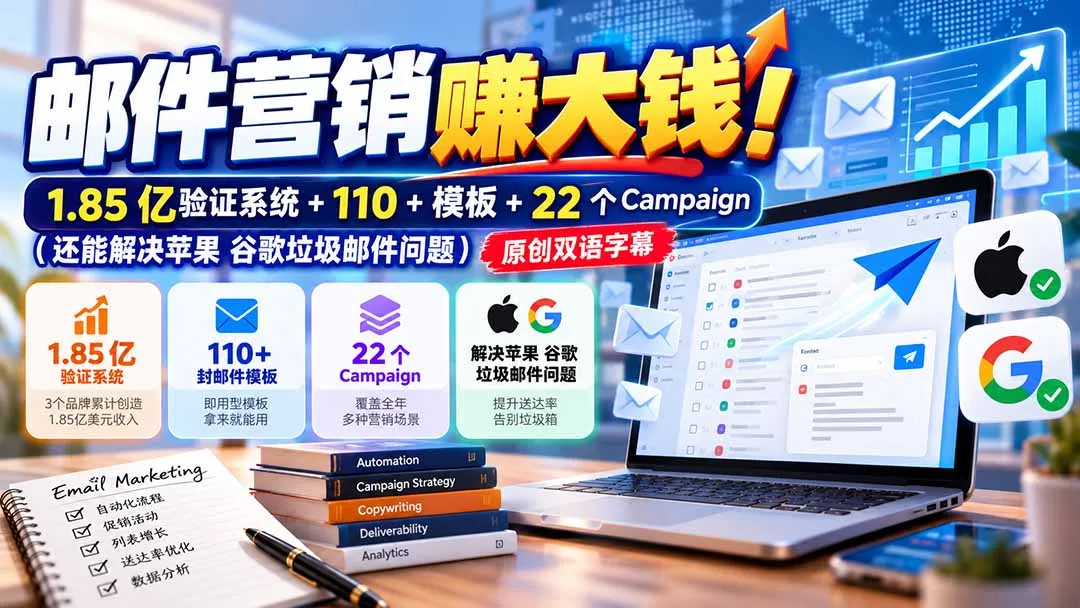 邮件营销赚大钱!1.85亿验证系统+110+模板+22个Campaign(还能解决苹果 谷歌垃圾邮件问题 1 邮件营销赚大钱!1.85亿验证系统+110+模板+22个Campaign(还能解决苹果 谷歌垃圾邮件问题 1