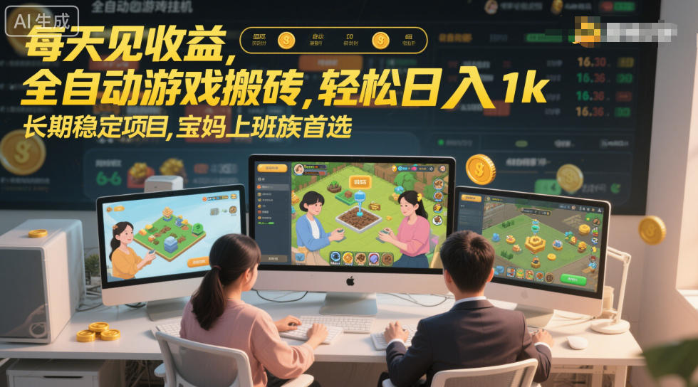 每天见收益，全自动游戏搬砖，轻松日入1k，长期稳定项目，宝妈上班族首选【揭秘】