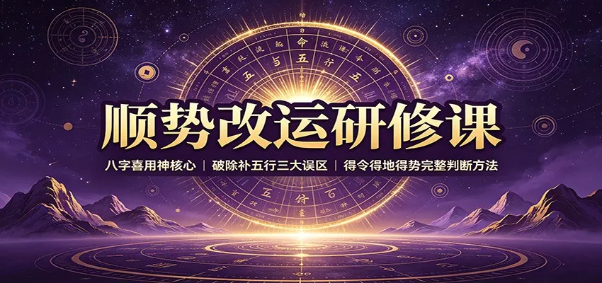 顺势改运研修课:八字喜用神核心,破除补五行三大误区,得令得地得势完整判断方法