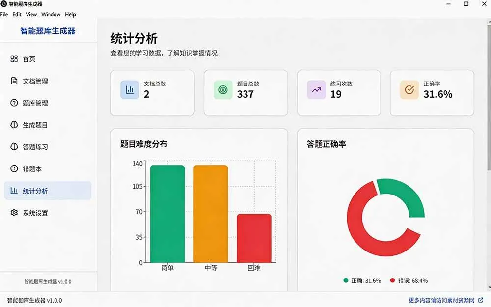 (19855期)Windows 智能题库刷题软件!导入文档一键生成题库和答案,并支持刷题模式,教师及学生必备工具 原创 (19855期)Windows 智能题库刷题软件!导入文档一键生成题库和答案,并支持刷题模式,教师及学生必备工具 原创