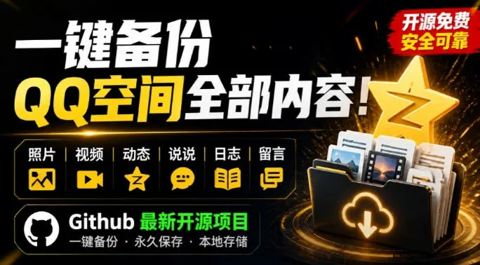 一键将你QQ空间全部内容备份下来！照片/视频/动态信息全存本地，Github最新开源项目QzoneArchive