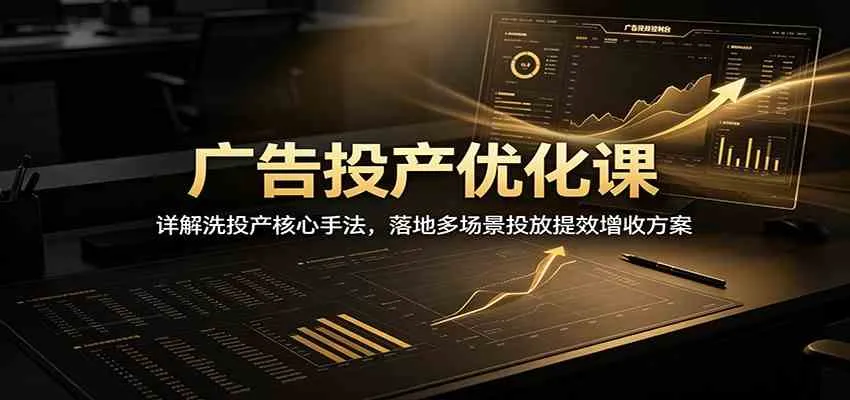广告投产优化课：详解洗投产核心手法，落地多场景投放提效增收方案