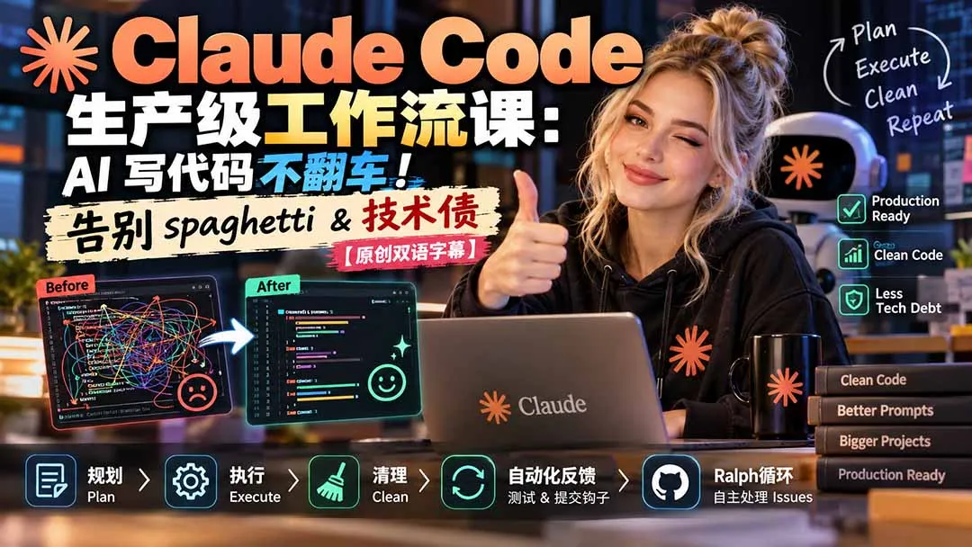 Claude Code 生产级工作流课：AI 写代码不翻车！告别 spaghetti & 技术债【原创双语字幕】 1