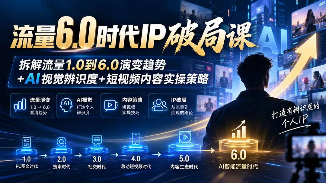 流量6.0时代IP破局课-更新：拆解流量1.0到6.0演变趋势+AI视觉辨识度+短视频内容实操策略 1