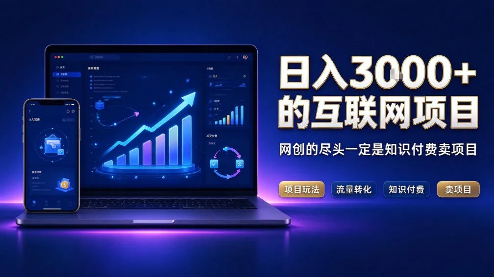 日入3k+的互联网项目，网红的尽头是带货，网创的尽头一定是知识付费卖项目【揭秘】