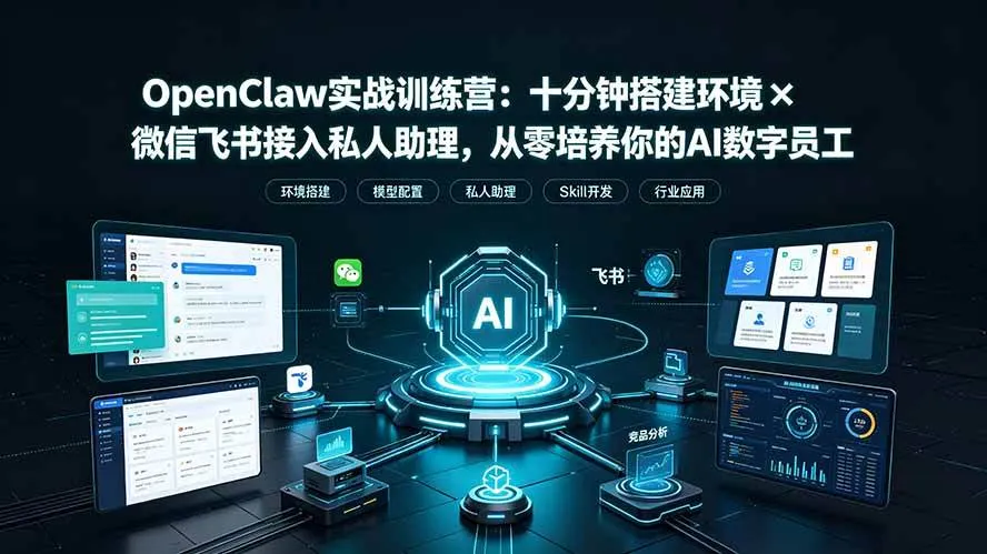 （19287期）OpenClaw实战特训营：十分钟搭建环境×微信飞书接入私人助理，从零培养你的AI数字员工