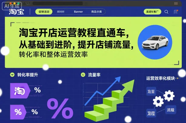 淘宝开店运营教程直通车，从基础到进阶，提升店铺流量，转化率和整体运营效率（更新26年07月11日）