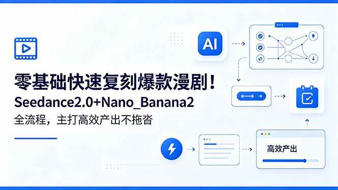 (18611期)零基础快速复刻爆款漫剧!Seedance2.0+Nano_Banana2全流程,主打高效产出不拖沓