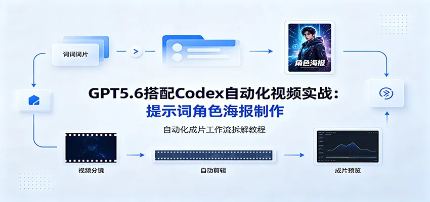GPT5.6搭配Codex自动化视频实战：提示词角色海报制作，自动化成片工作流拆解教程
