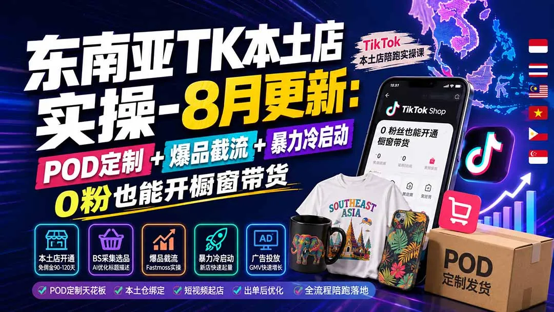 东南亚TK本土店实操-8月更新:POD定制+爆品截流+暴力冷启动,0粉也能开橱窗带货 1 东南亚TK本土店实操-8月更新:POD定制+爆品截流+暴力冷启动,0粉也能开橱窗带货 1