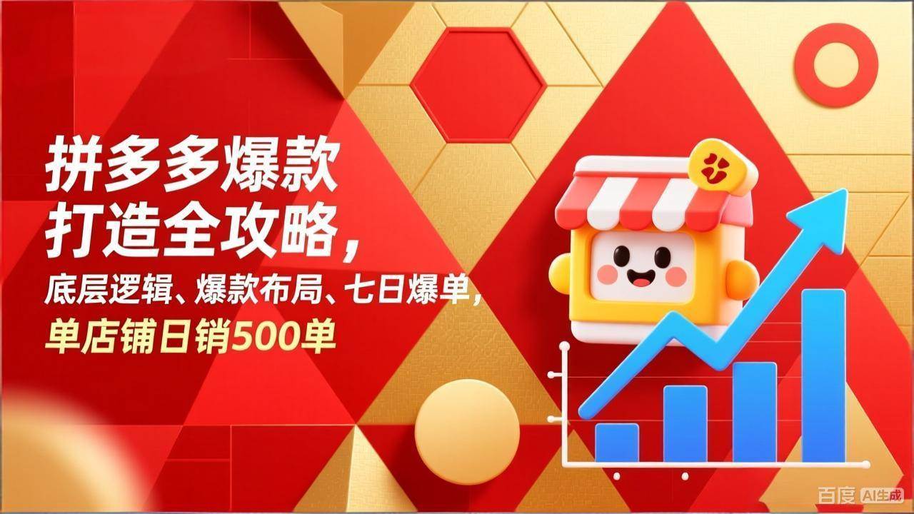 （17346期）拼多多爆款打造全攻略，底层逻辑、爆款布局、七日爆单，单店铺日销500单