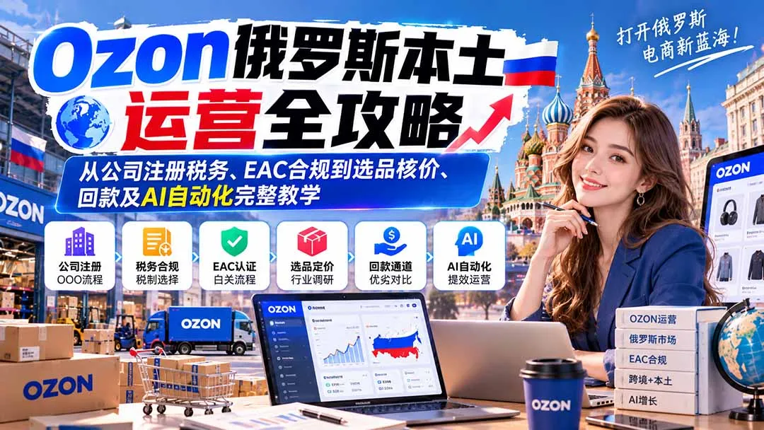 Ozon俄罗斯本土运营全攻略：从公司注册税务、EAC合规到选品核价、回款及AI自动化完整教学 1