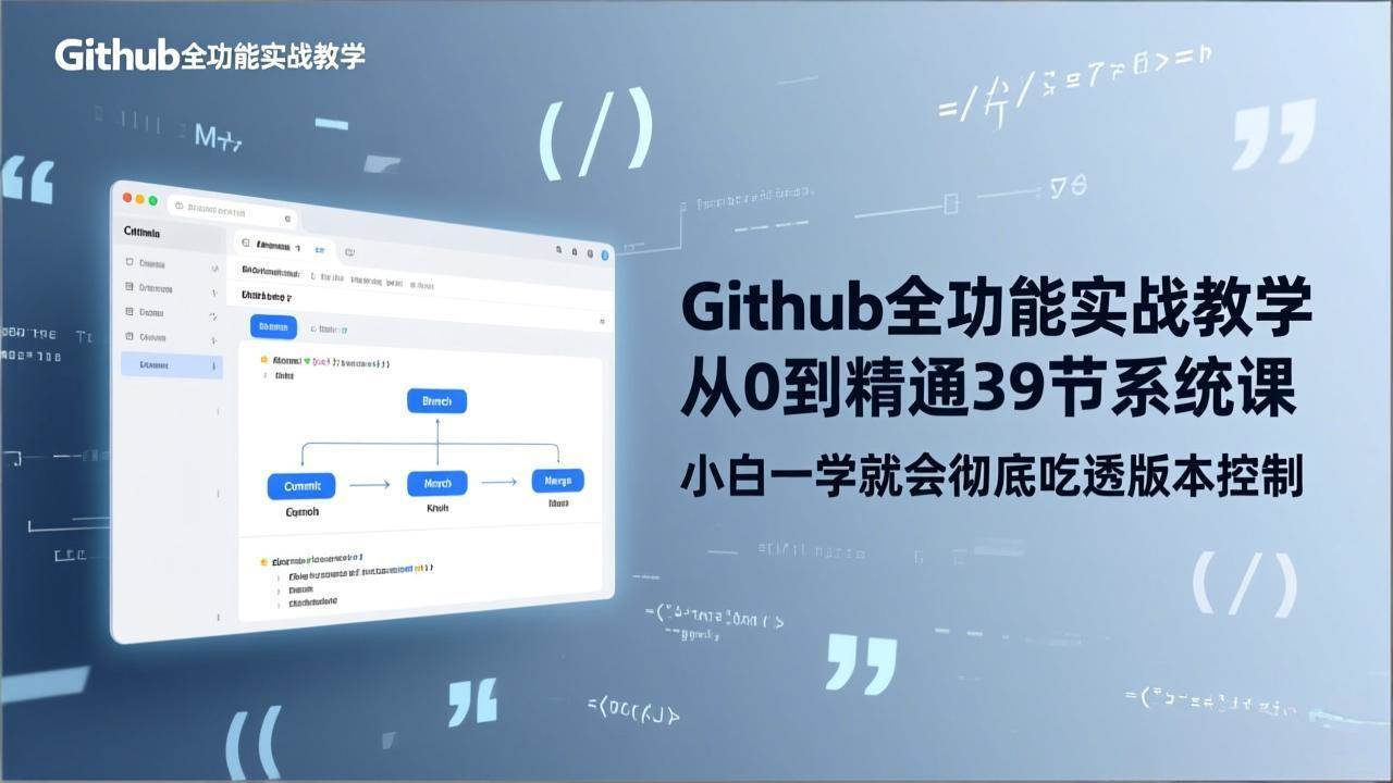 (17501期)GitHub-全功能实战教学,从0到精通39节系统课,小白一学就会彻底吃透版本控制