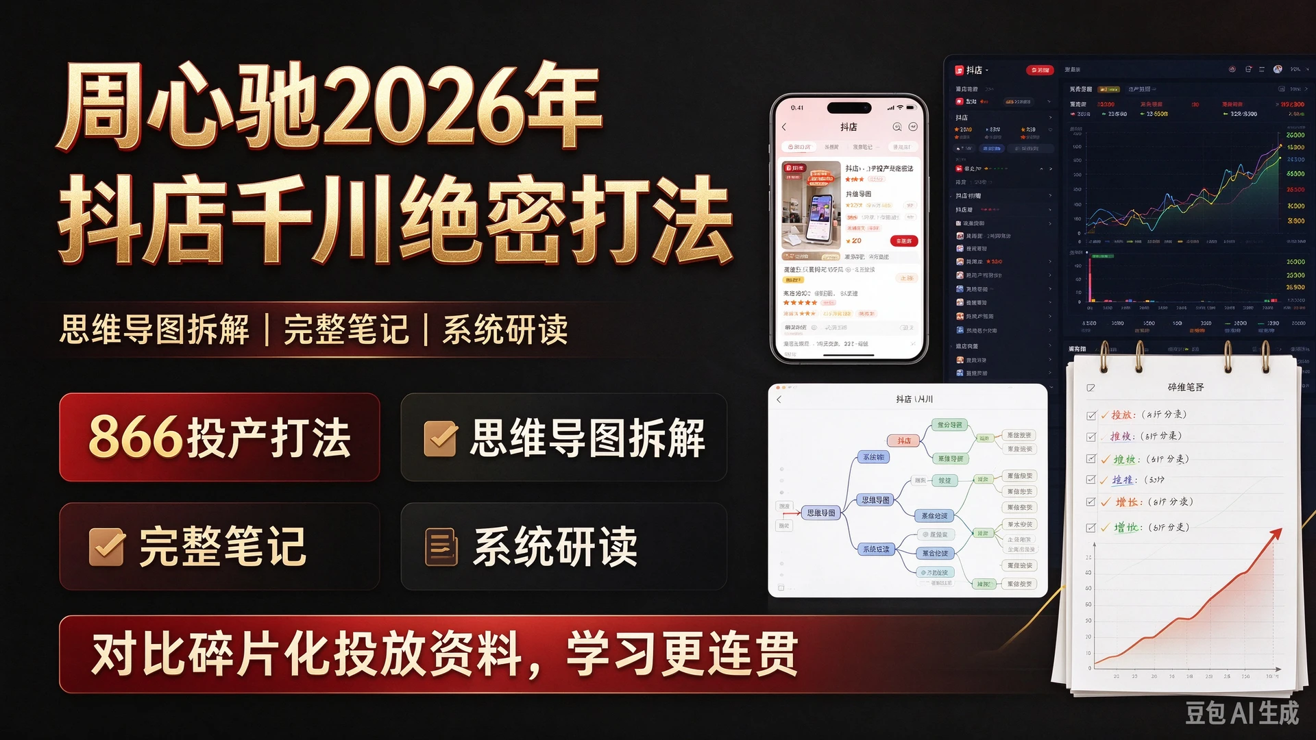 周心驰2026年抖店千川866投产绝密打法,拆解思维导图与完整笔记,对比碎片化投放资料更方便系统研读 周心驰2026年抖店千川866投产绝密打法,拆解思维导图与完整笔记,对比碎片化投放资料更方便系统研读