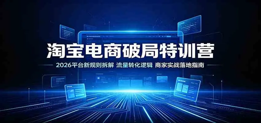 淘宝电商破局特训营：2026平台新规则拆解，流量转化逻辑，商家实战落地指南