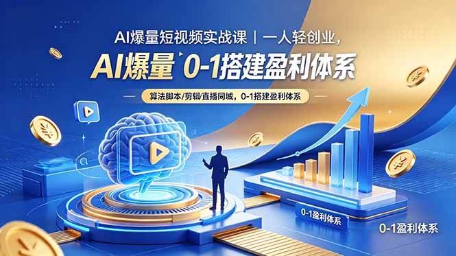 (18652期)AI爆量短视频实战课|一人轻创业,算法脚本剪辑直播同城,0-1搭建盈利体系