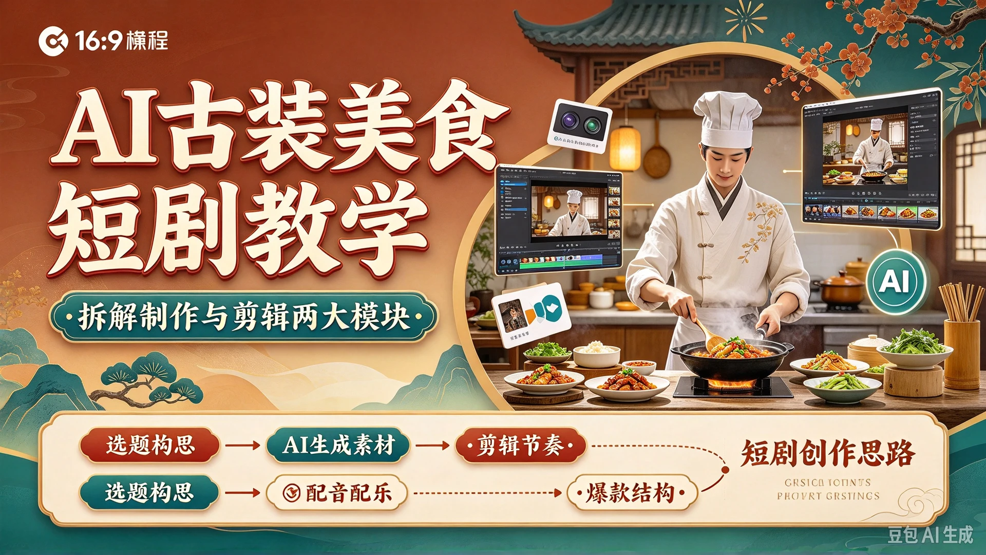 【精】AI古装美食短剧教学,拆解制作与剪辑两大模块,搭配思维导图梳理短剧创作思路 【精】AI古装美食短剧教学,拆解制作与剪辑两大模块,搭配思维导图梳理短剧创作思路