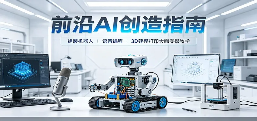 前沿AI创造指南：组装机器人、语音编程、3D建模打印大咖实操教学
