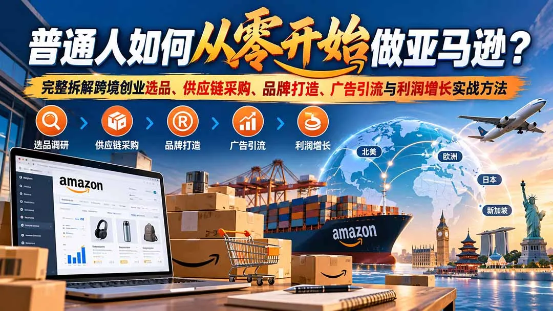 普通人如何从零开始做亚马逊？完整拆解跨境创业选品、供应链采购、品牌打造、广告引流与利润增长实战方法 1