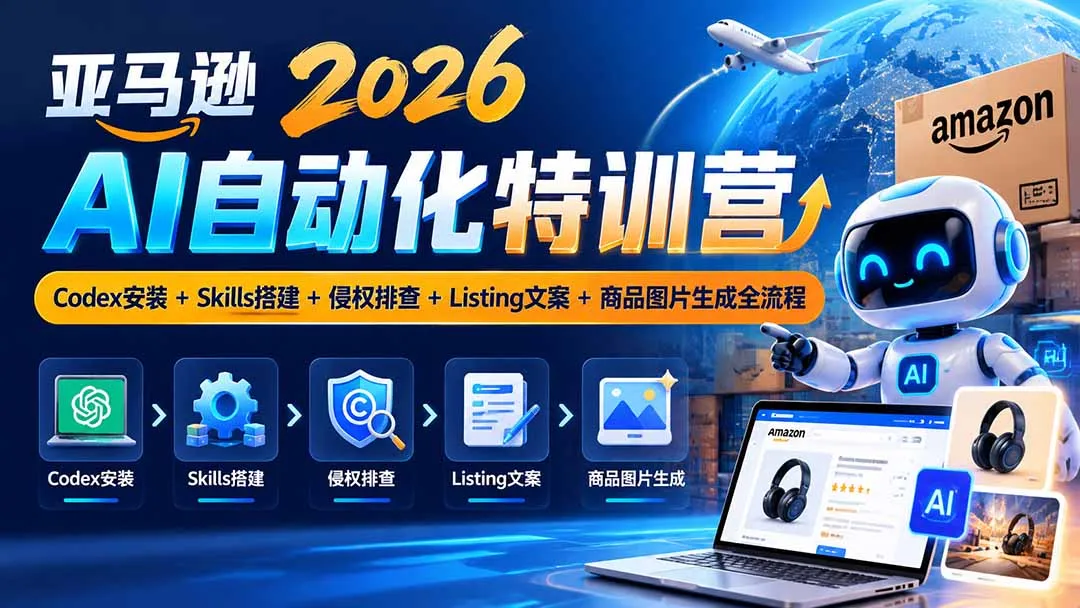 亚马逊2026AI自动化-10月特训营:Codex安装+Skills搭建+侵权排查+Listing文案+商品图片生成全流程 1 亚马逊2026AI自动化-10月特训营:Codex安装+Skills搭建+侵权排查+Listing文案+商品图片生成全流程 1