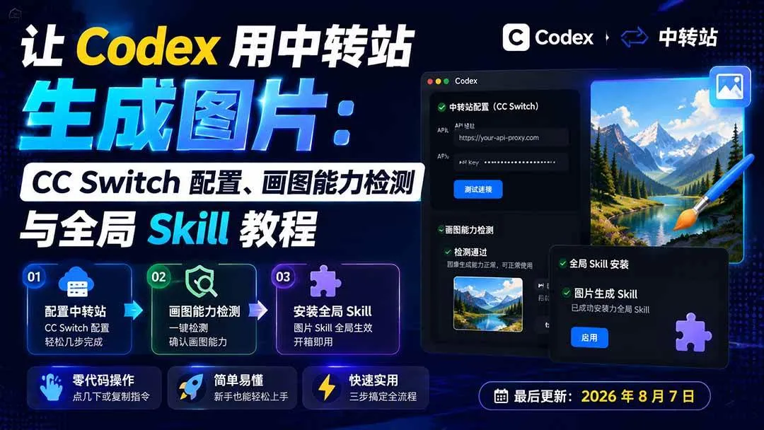 （19777期）让 Codex 用中转站生成图片：CC Switch 配置、画图能力检测与全局 Skill 教程