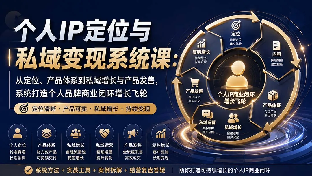 个人IP定位与私域变现系统课：从定位、产品体系到私域增长与产品发售，系统打造个人品牌商业闭环增长飞轮 1