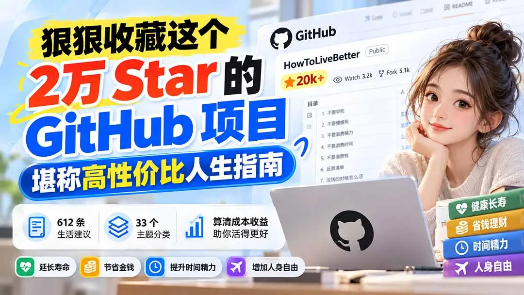 狠狠收藏这个 2 万 Star 的 GitHub 项目，堪称高性价比人生指南。 2