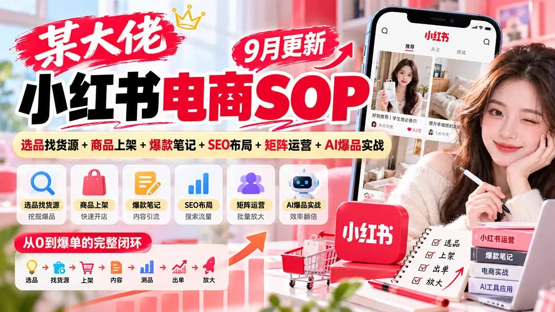某大佬小红书电商SOP|9月更新:选品找货源+商品上架+爆款笔记+SEO布局+矩阵运营+AI爆品实战 1 某大佬小红书电商SOP|9月更新:选品找货源+商品上架+爆款笔记+SEO布局+矩阵运营+AI爆品实战 1