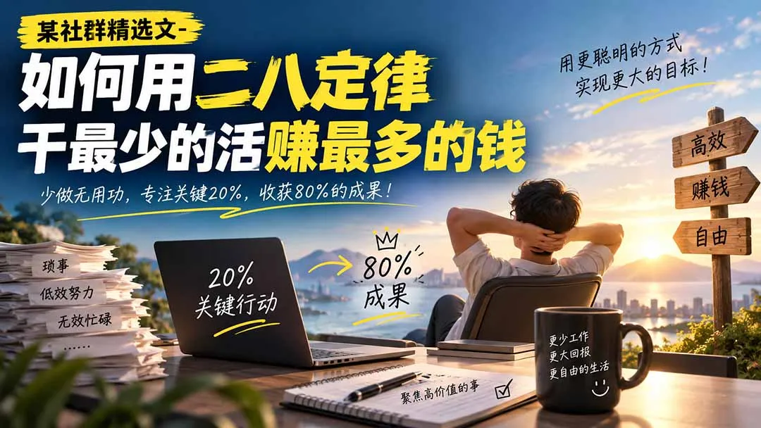 某社群精选文-如何用二八定律干最少的活赚最多的钱 1 某社群精选文-如何用二八定律干最少的活赚最多的钱 1
