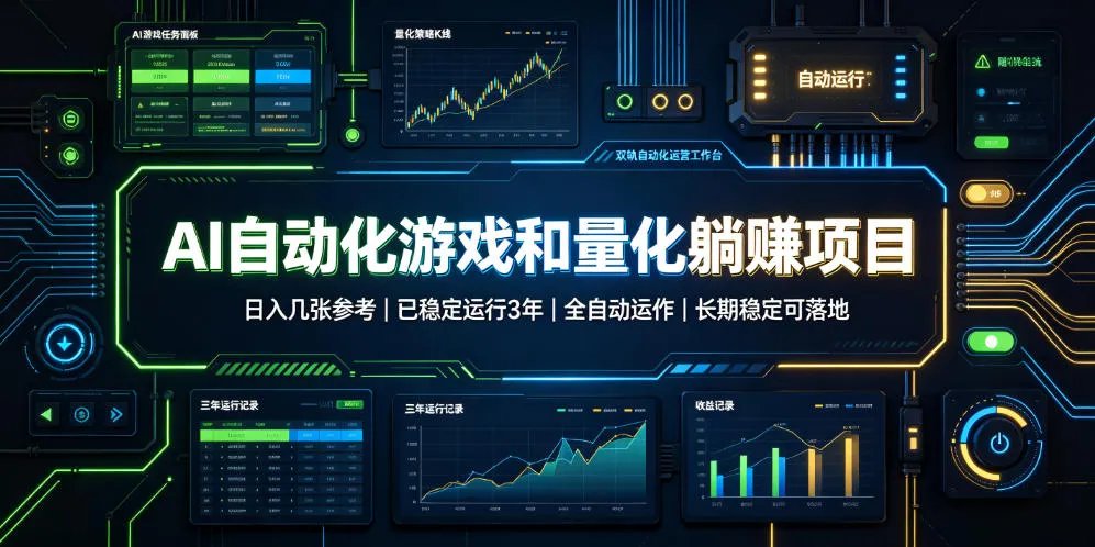 AI自动化游戏和量化躺赚项目，日入几张，已稳定运行3年，全自动运作，长期稳定可落地【揭秘】