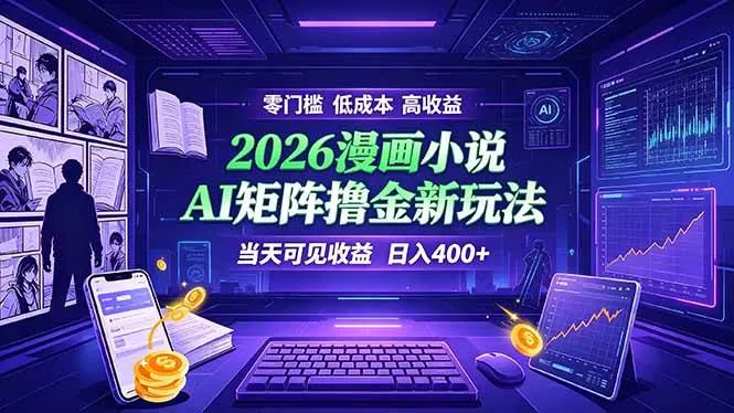 （19219期）爆款小说漫画大阅读 ai矩阵操作 当天可见收益 日入400+ 零门槛 高收益