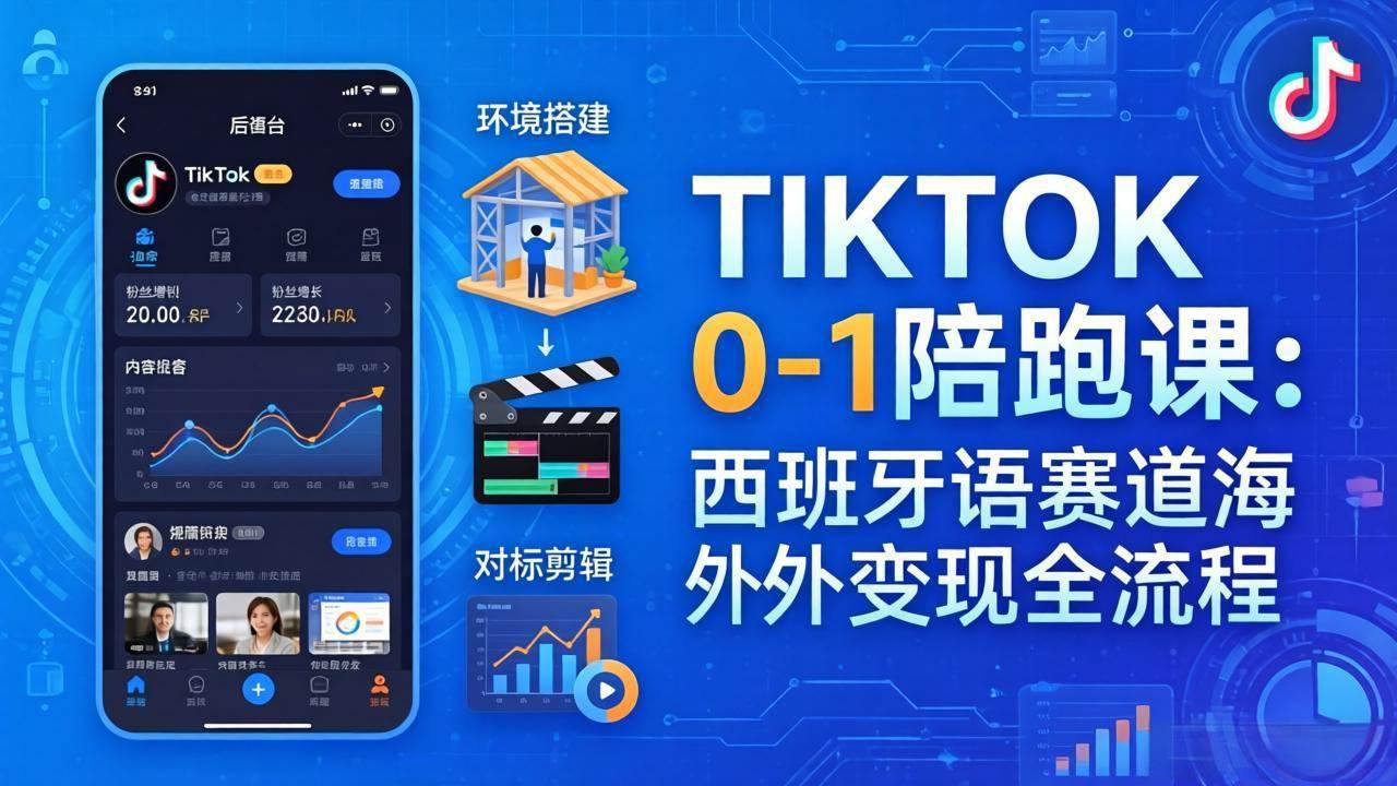 （17908期）TIKTOK 0-1 陪跑课：从环境搭建到刷对标剪辑，西班牙语赛道海外变现全流程