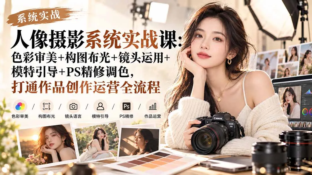 【无水印】人像摄影系统实战课:色彩审美+构图布光+镜头运用+模特引导+PS精修调色,打通作品创作运营全流程 1 【无水印】人像摄影系统实战课:色彩审美+构图布光+镜头运用+模特引导+PS精修调色,打通作品创作运营全流程 1