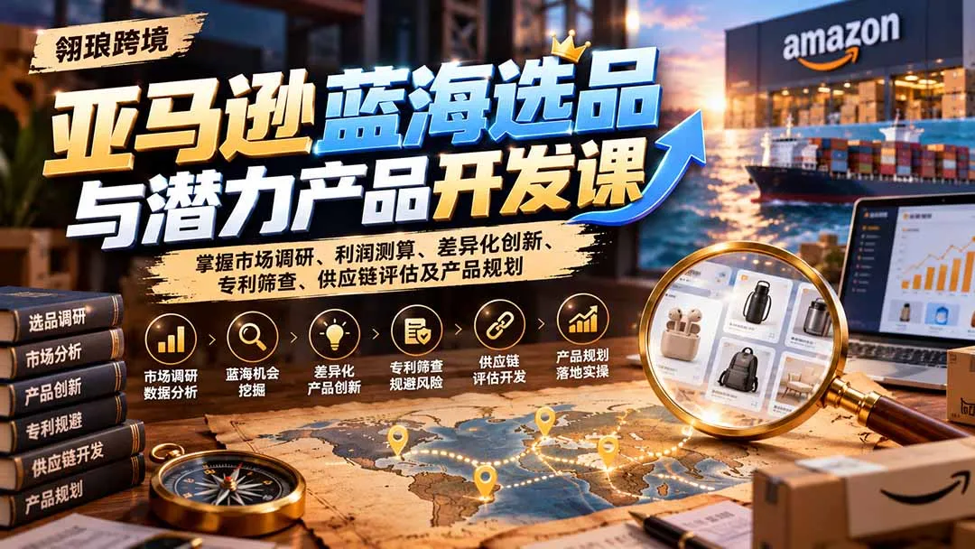 亚马逊蓝海选品与潜力产品开发课：掌握市场调研、利润测算、差异化创新、专利筛查、供应链评估及产品规划 1
