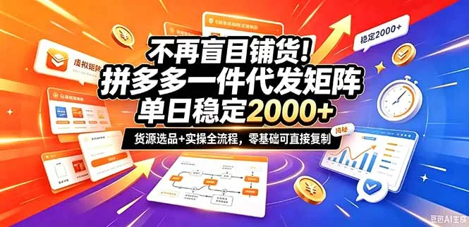 不再盲目铺货！拼多多一件代发矩阵落地攻略，提供优质货源店铺运营全流程，零基础可直接复制 1