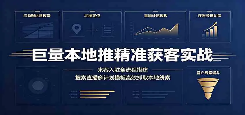 巨量本地推精准获客实战：来客入驻全流程搭建，搜索直播多计划模板高效抓取本地线索