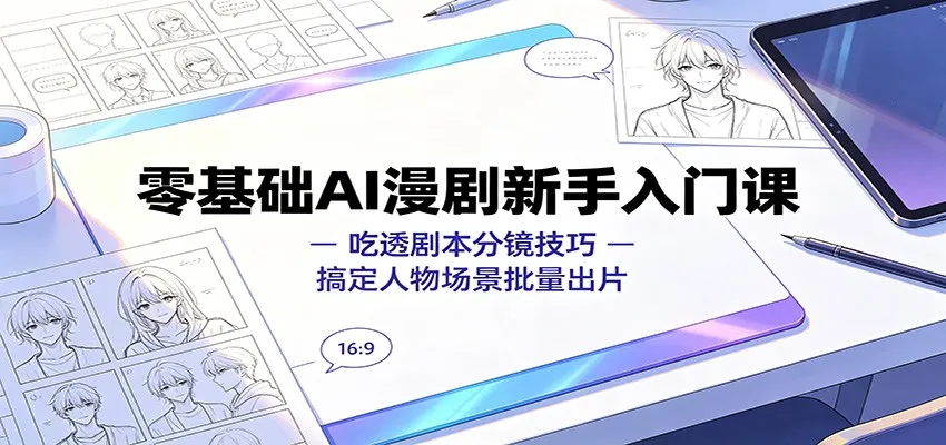 零基础AI漫剧新手入门课：吃透剧本分镜技巧，搞定人物场景批量出片