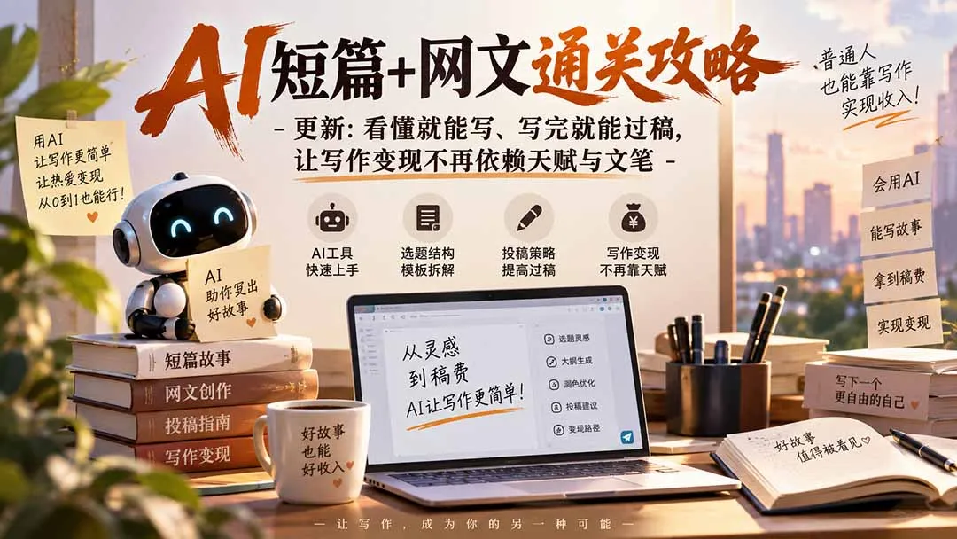 AI短篇+网文通关攻略-更新1009：看懂就能写、写完就能过稿，让写作变现不再依赖天赋与文笔 1