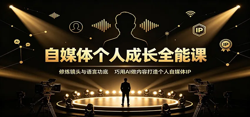 自媒体个人成长全能课：修炼镜头与语言功底，巧用AI做内容打造个人自媒体IP