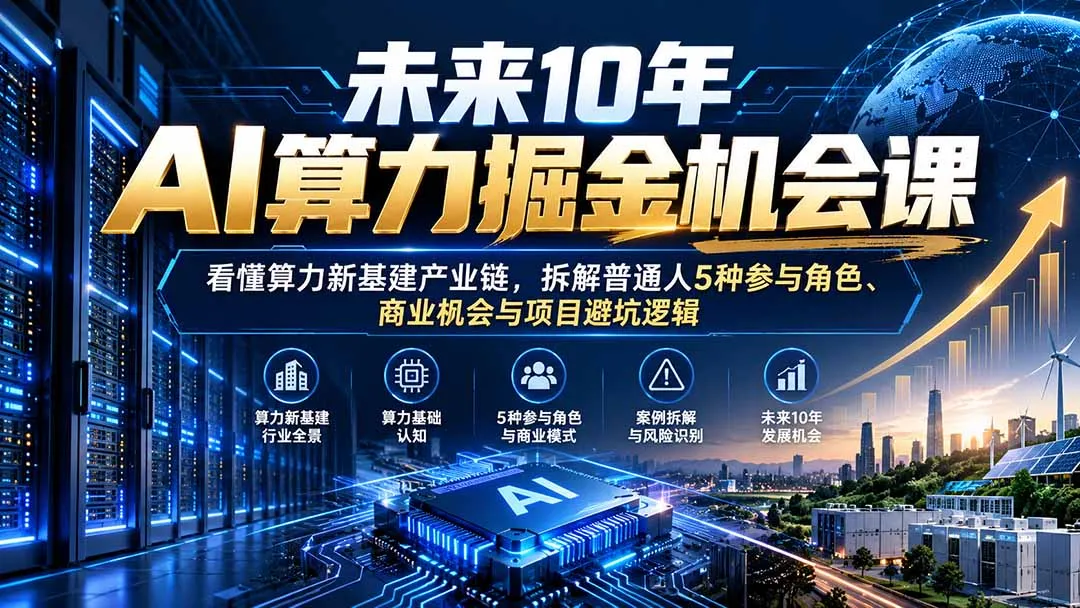 未来10年AI算力掘金机会课：看懂算力新基建产业链，拆解普通人5种参与角色、商业机会与项目避坑逻辑 1