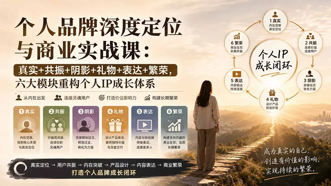 个人品牌深度定位与商业实战课：真实+共振+阴影+礼物+表达+繁荣，六大模块重构个人IP成长体系 1