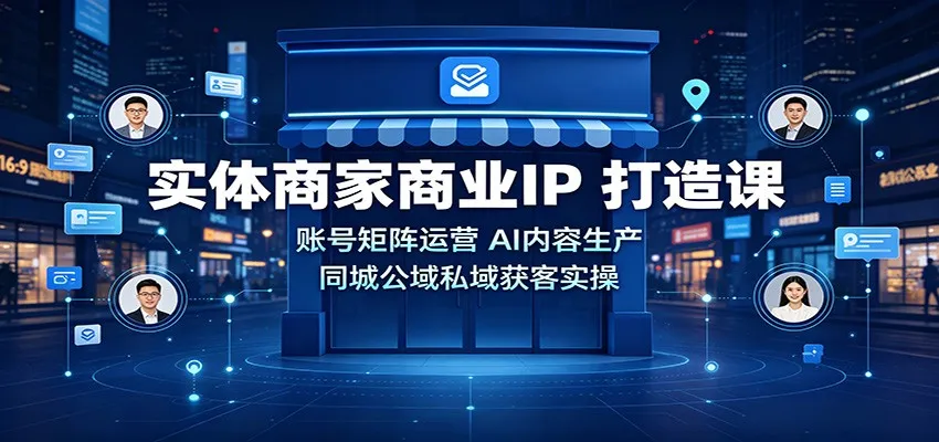实体商家商业IP打造课：账号矩阵运营，AI内容生产，同城公域私域获客实操