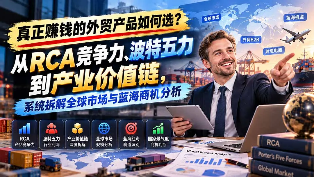 真正赚钱的外贸B2B产品如何选？从RCA竞争力、波特五力到产业价值链，系统拆解全球市场与蓝海商机分析 1