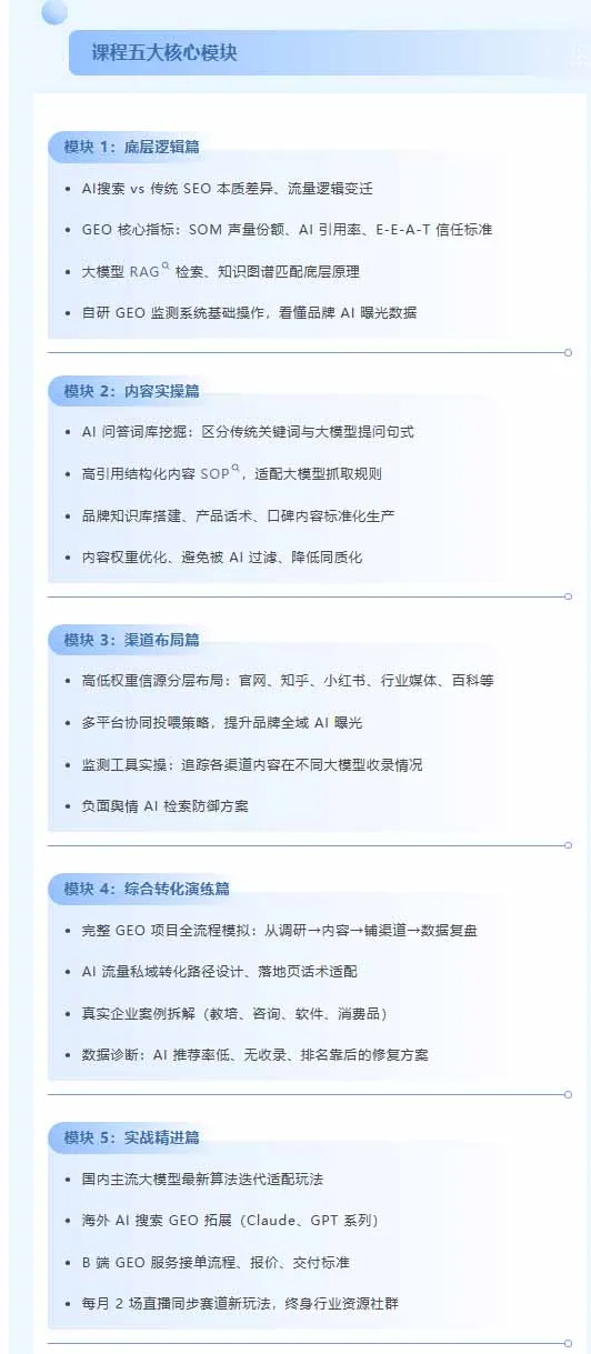 别再只做传统SEO了！《2026AI+GEO实战训练营》教你布局AI大模型搜索、提升品牌推荐率与精准获客转化
