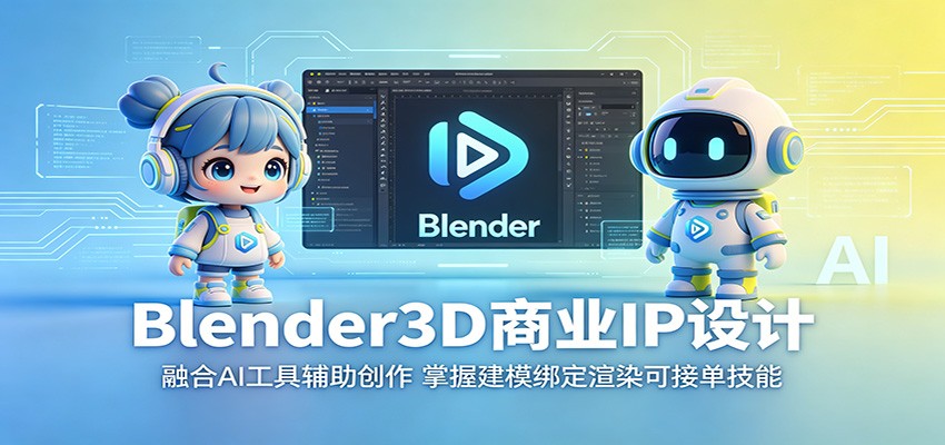 Blender3D商业IP设计:融合AI工具辅助创作,掌握建模绑定渲染可接单技能 Blender3D商业IP设计:融合AI工具辅助创作,掌握建模绑定渲染可接单技能