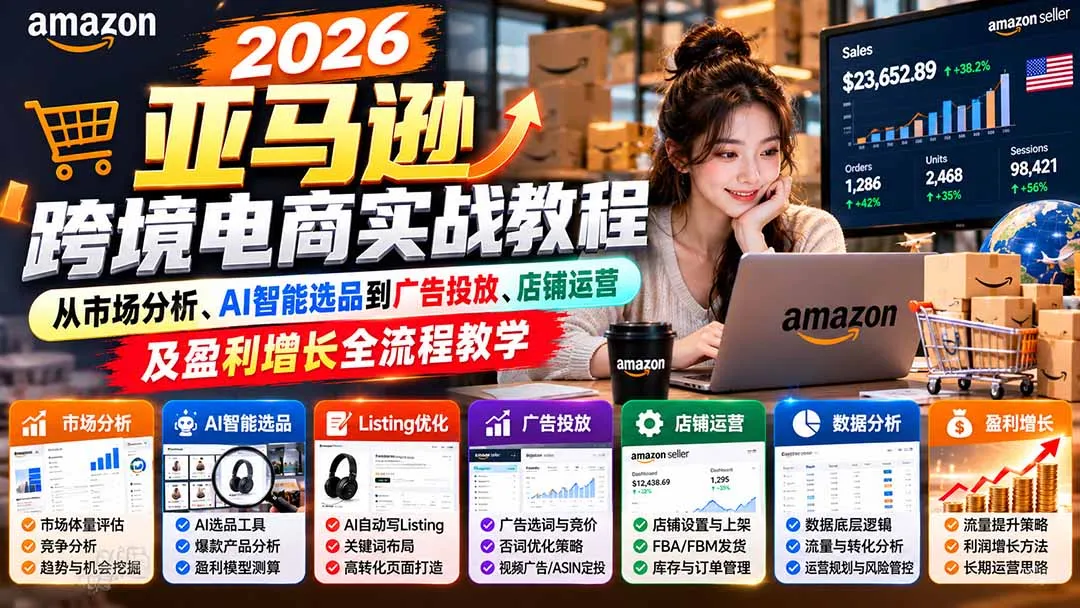 2026亚马逊跨境电商实战教程-更新1027，从市场分析、AI智能选品到广告投放、店铺运营及盈利增长全流程教学 1