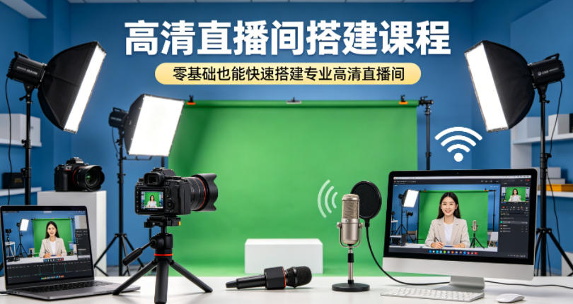 高清直播间搭建课程，零基础也能快速搭建专业高清直播间