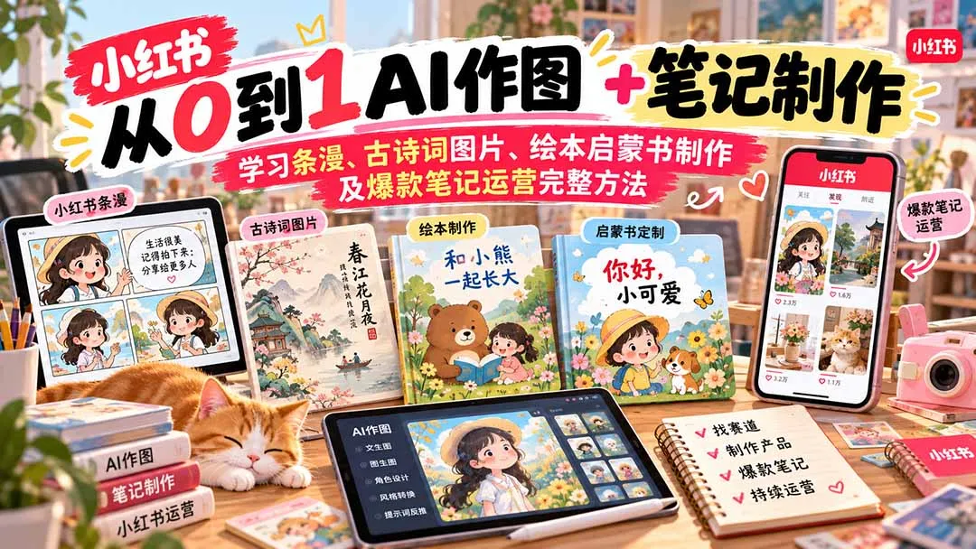 2026小红书AI内容创作从0到1:学习条漫、古诗词图片、绘本启蒙书制作及爆款笔记运营完整方法 1 2026小红书AI内容创作从0到1:学习条漫、古诗词图片、绘本启蒙书制作及爆款笔记运营完整方法 1